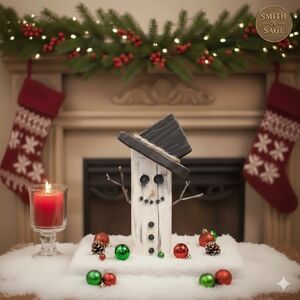 Festive Snowman Decor with Black Hat